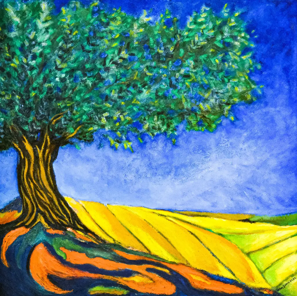 Heba Sweiss, Untitled, oil and sand on canvas.