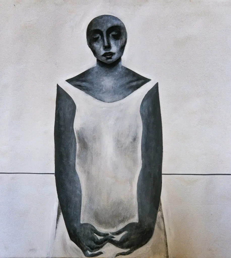 Safwan Dahoul, Untitled, acrylic on canvas. 100 x 300 cm.