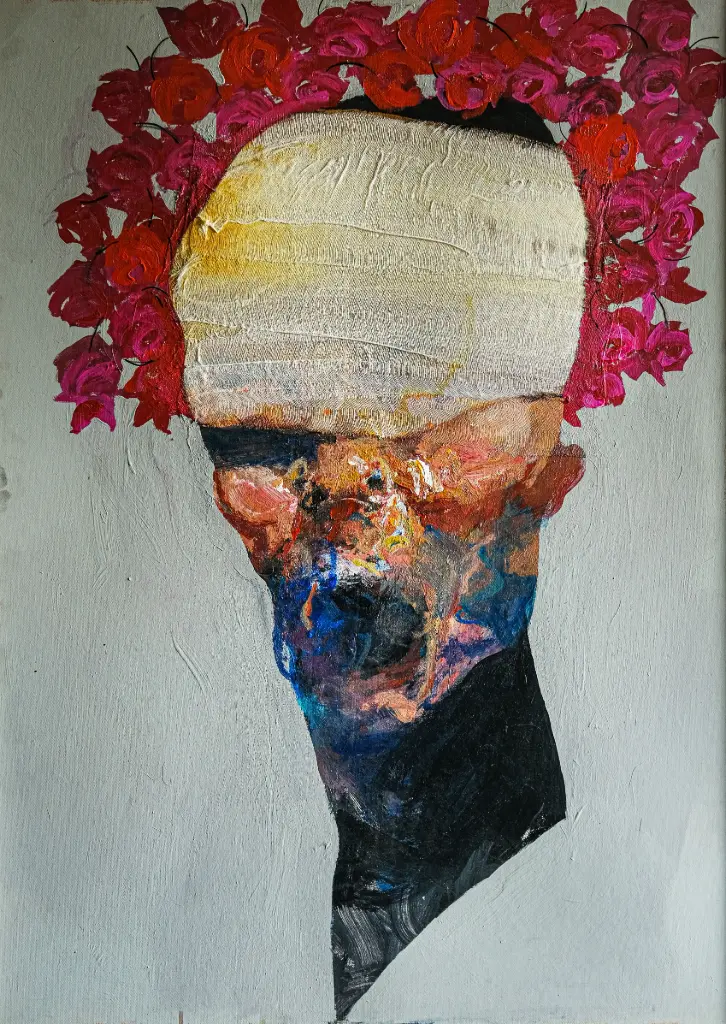 Serwan Baran, Untitled, acrylic on wood. 81 x 110 cm.