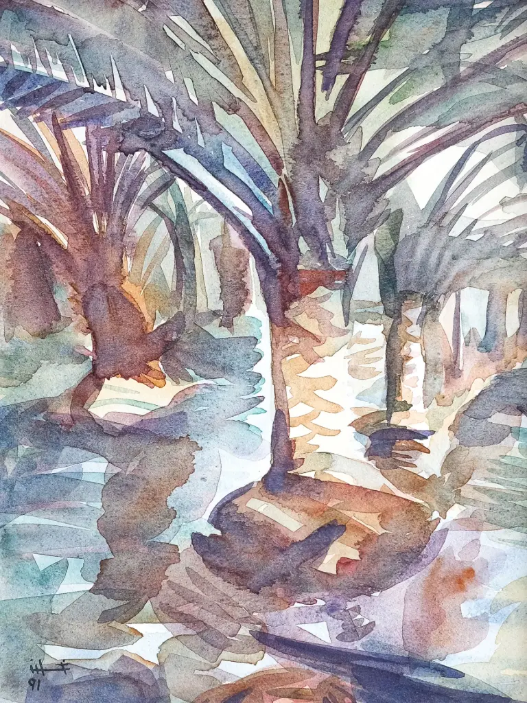 Ghassan Abu Laban, Untitled, watercolor on paper.