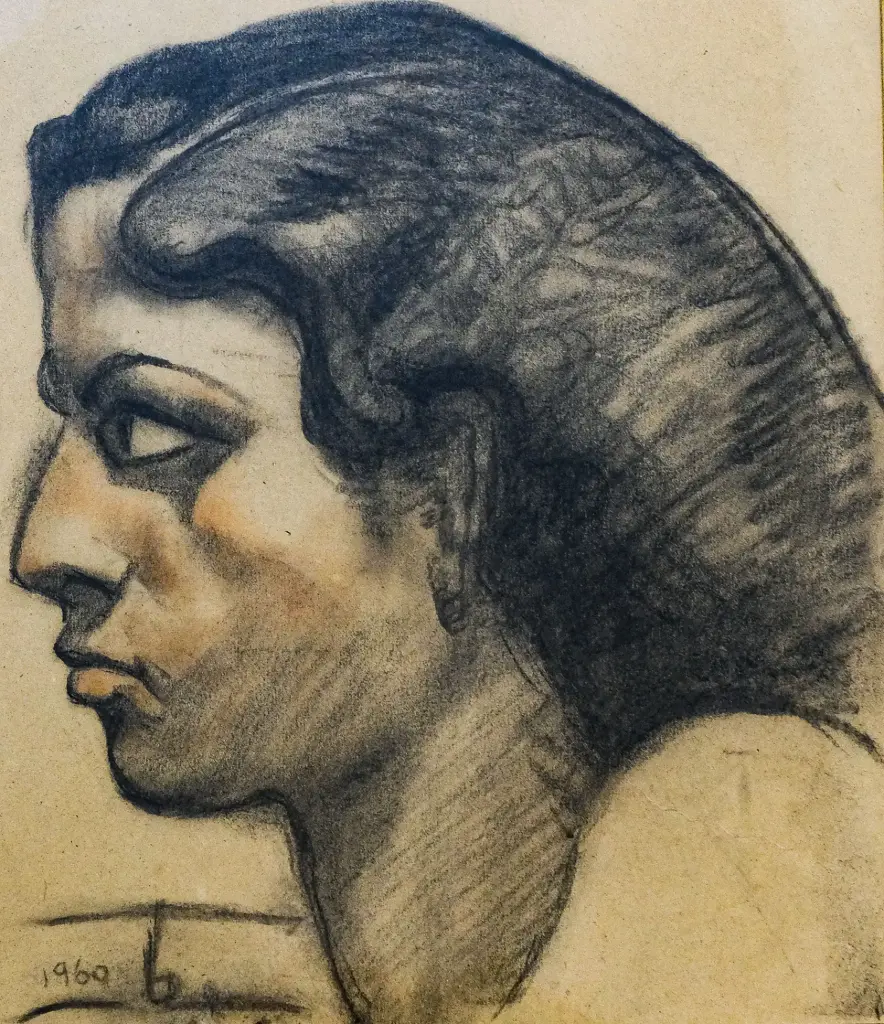 Hussein Bikar, Untitled, charcoal on paper, 30 × 30 cm
