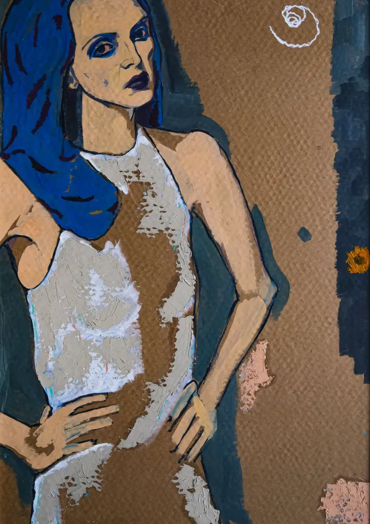 Nibras Kazimi: Acrylic on cardboard.