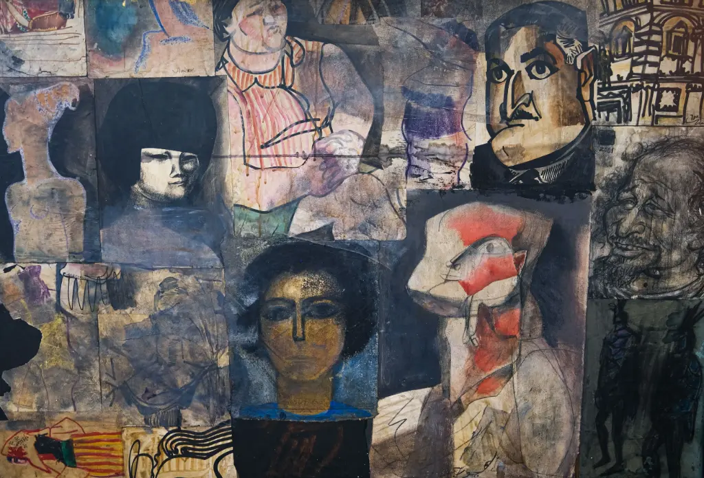 George Bahgory, Mixed media on wood. 84 x 121 cm.