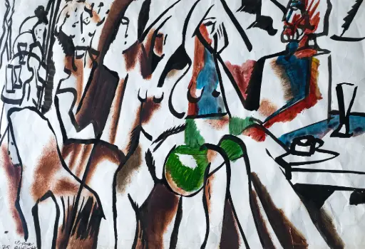 George Bahgory, acrylic on paper, 35 X 50 cm