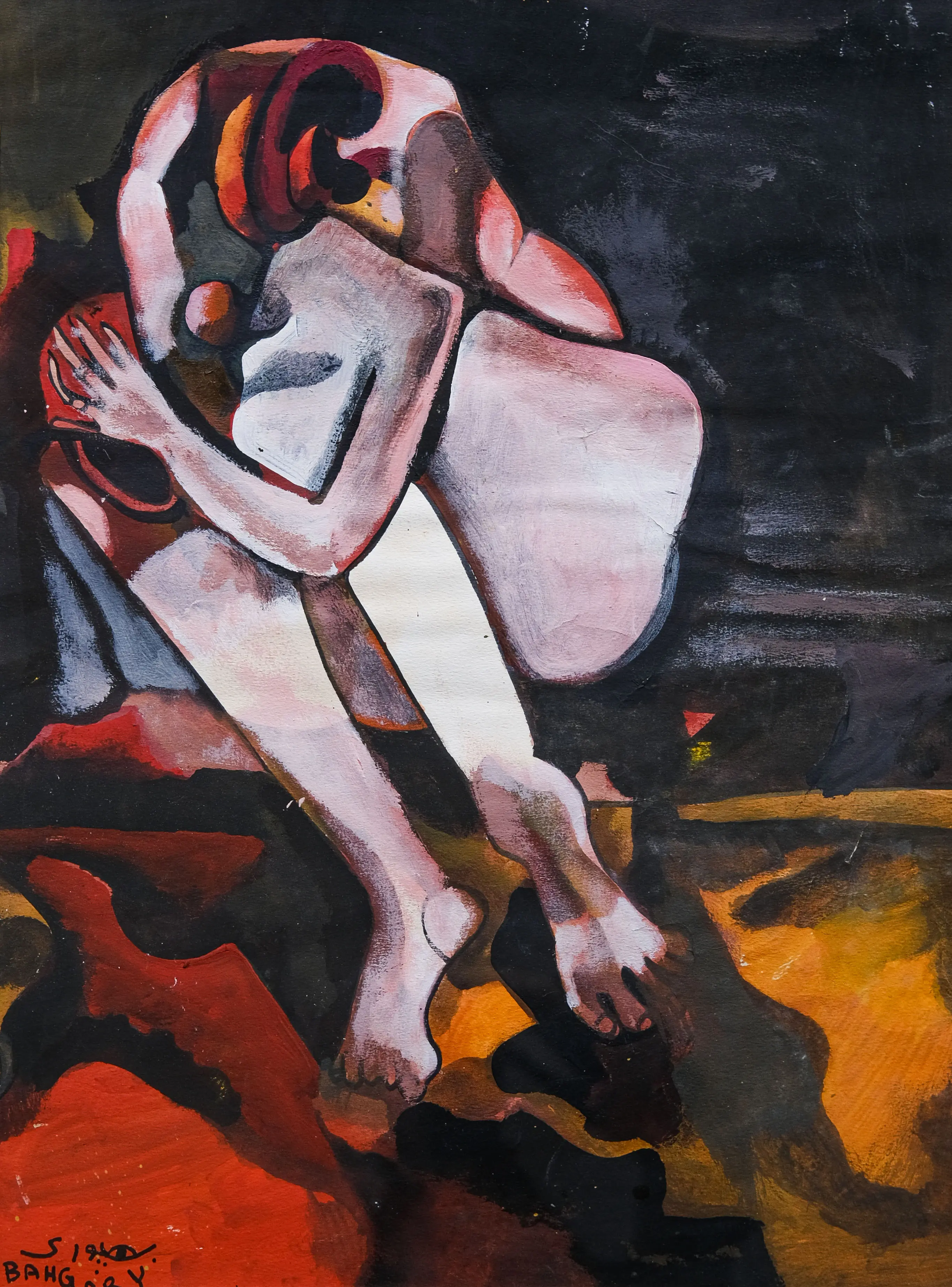 George Bahgory, Nude, acrylic on paper, 45 X 60 cm