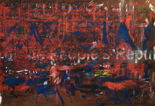 Salameh Nematt, Untitled, mixed media on wood boards, 140 × 200 cm